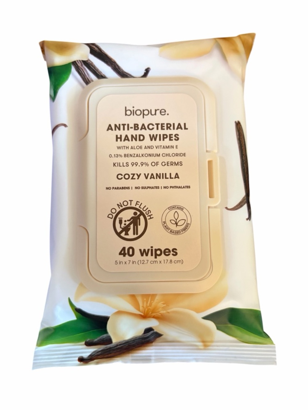 Cozy Vanilla Antibacterial Hand Wipes - White